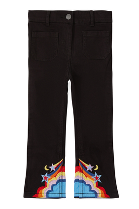 Embroidered Cosmic Cotton Jeans